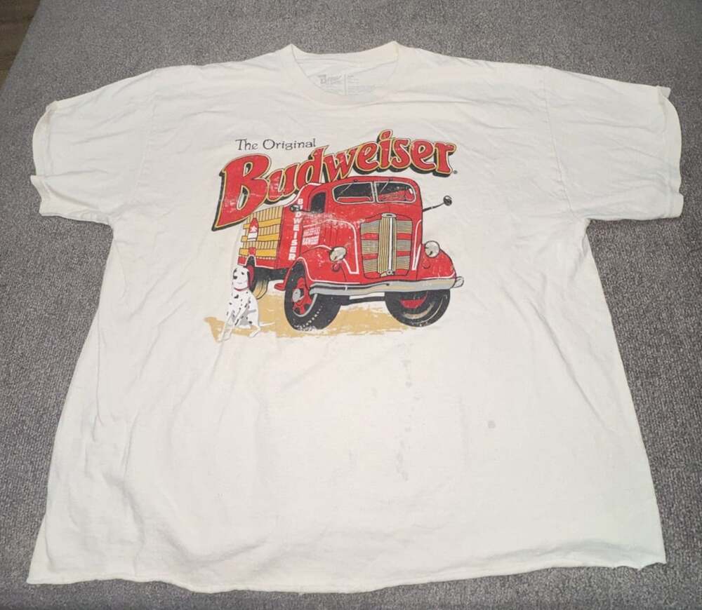 Brew City The Original Budweiser Graphic T W/Retro Delivery Truck and Dalmatian